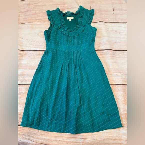 Moulinette Soeurs Dresses & Skirts - MOULINETTE SOEURS ANTHROPOLOGIE Dress Ruffled Teal Eyelet Womens 6 Cotton Silk